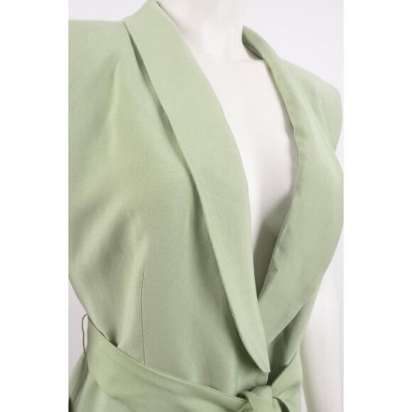 Zara Womens Tuxedo Collar Vest Waistcoat Gilet Belted XXL Green 7760/816 NWD - Picture 3 of 7